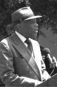 Mayor Willie L. Brown, Jr. speaks at the dedication of Pink Triangle Park.